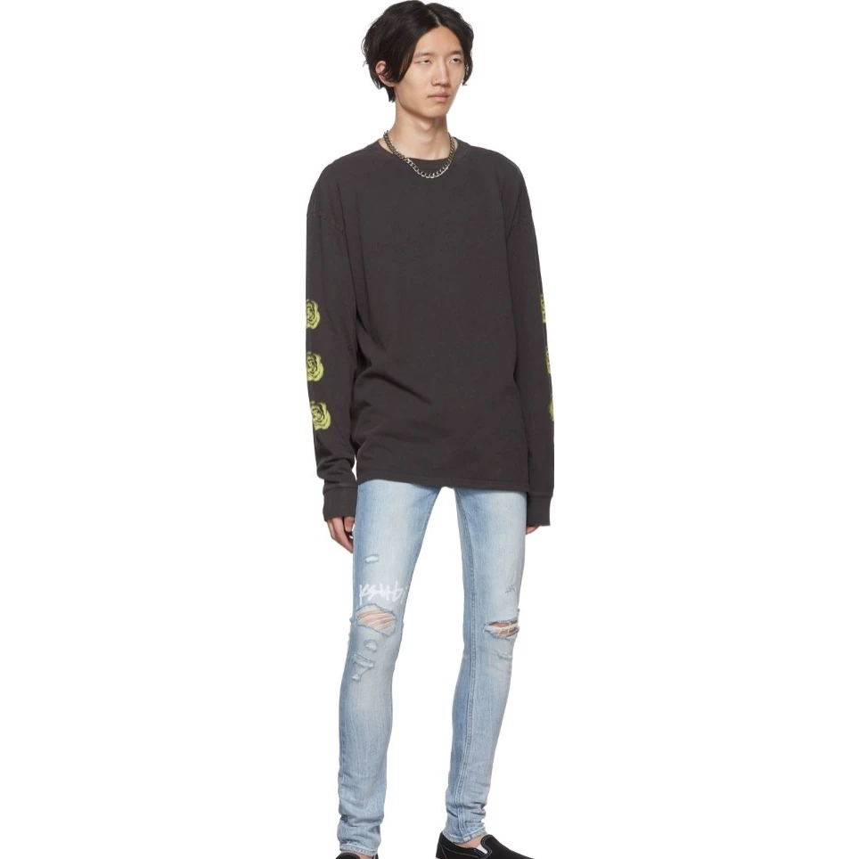 BigD ready to wear, KSUB1 men's non stretch regular thick hole slim fit jeans KW260