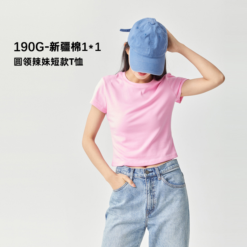 [Clearout] Short-Sleeved Women's Japanese Style Pure Color Round Neck Cotton T-Shirt Women's Short Sexy Right Shoulder Women's Short-Sleeved