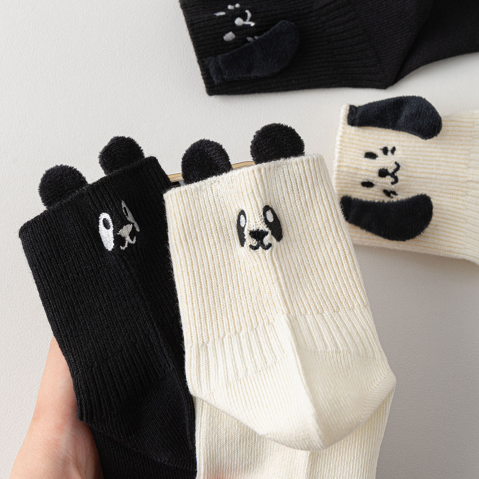 Women's Cartoon Cute 3D Ear Socks, Spring and Summer Versatile Sweat-Absorbing and Odor-Resistant Short Socks, Xinjiang Cotton Seamless Cotton Socks