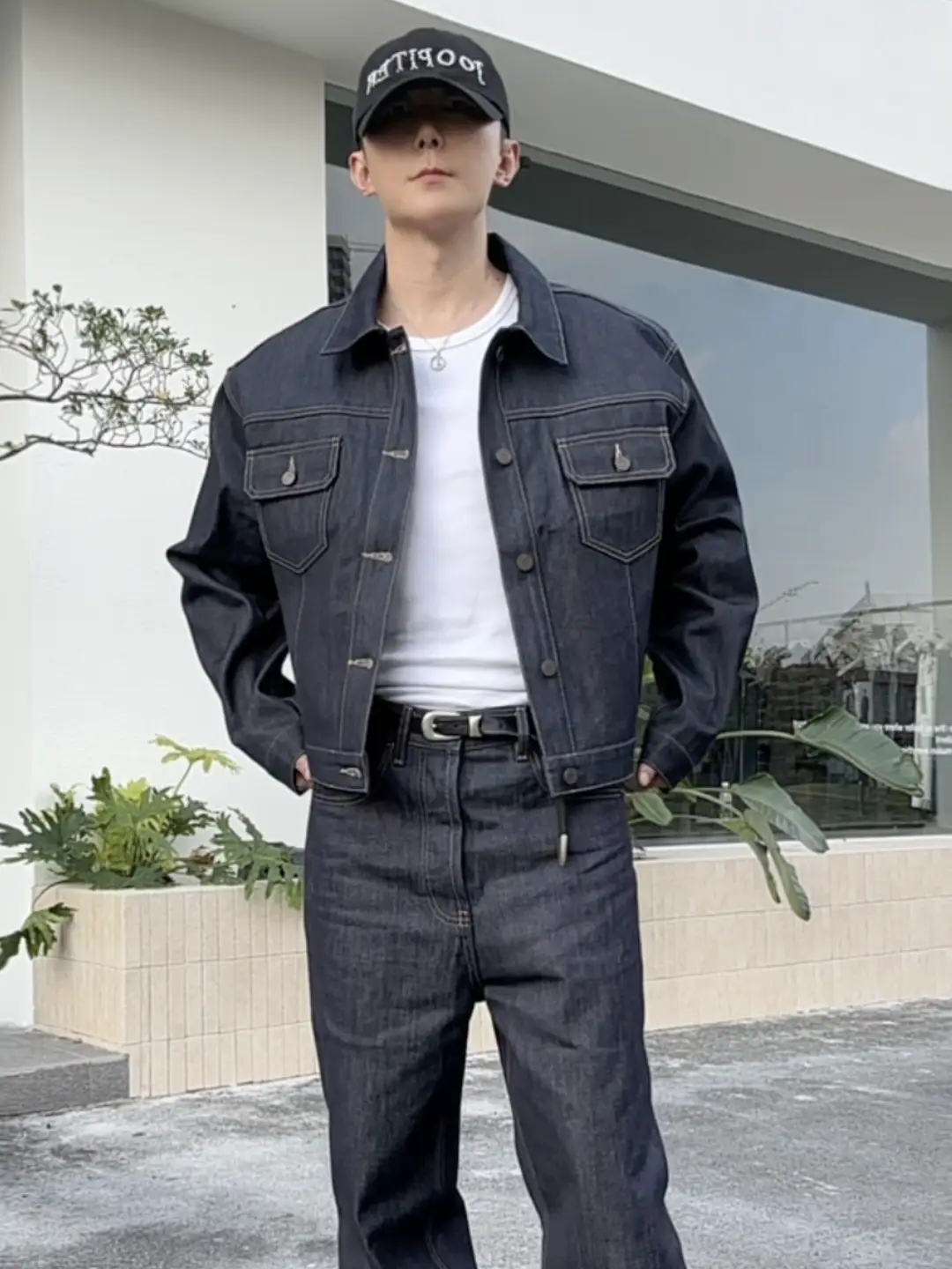 CWHAT American retro primary undesizing stiff Contrast Color line Orson version original cow wide denim jacket