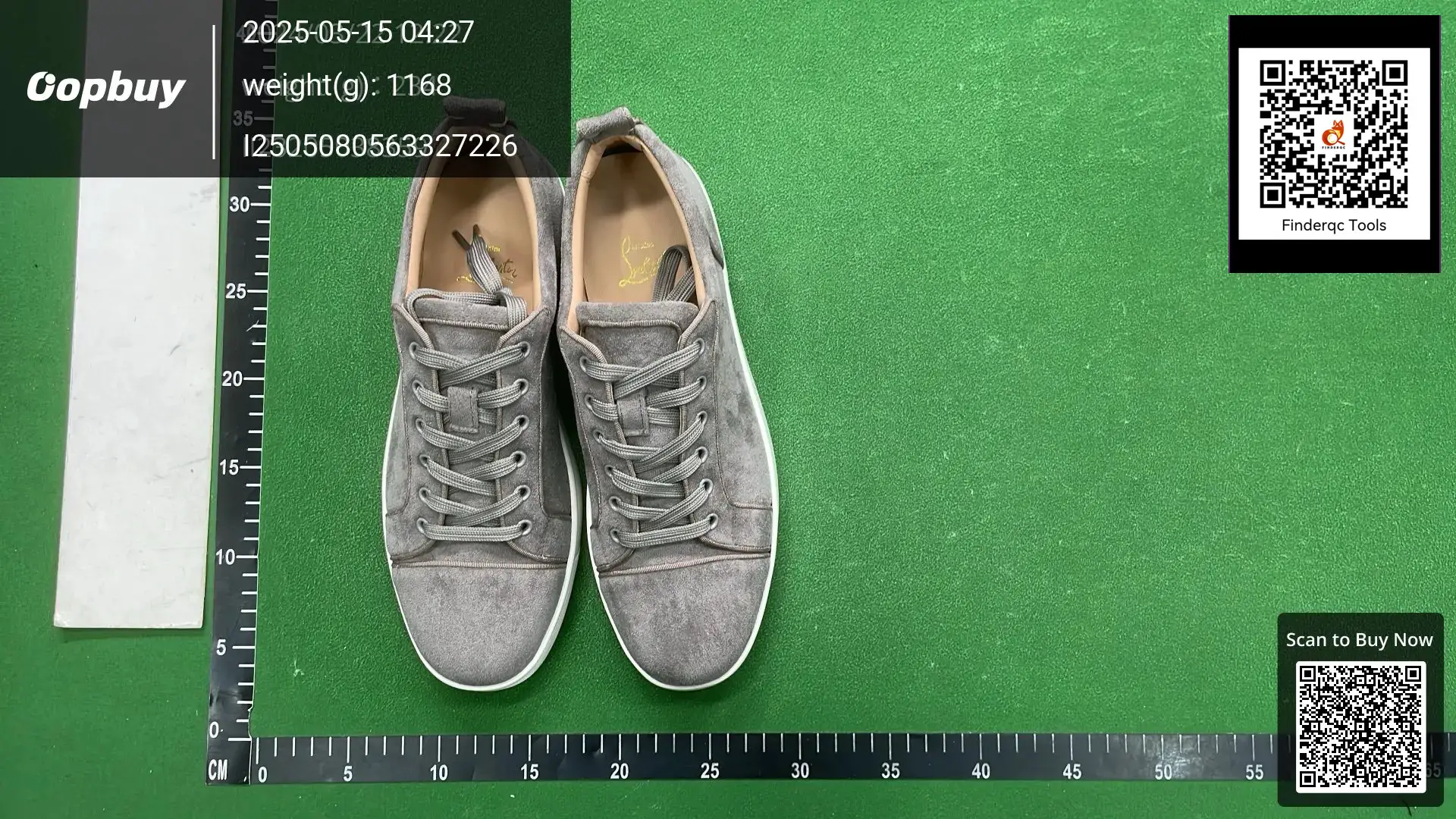Christian Louboutin Spiked-Sole Suede Sneakers Grey