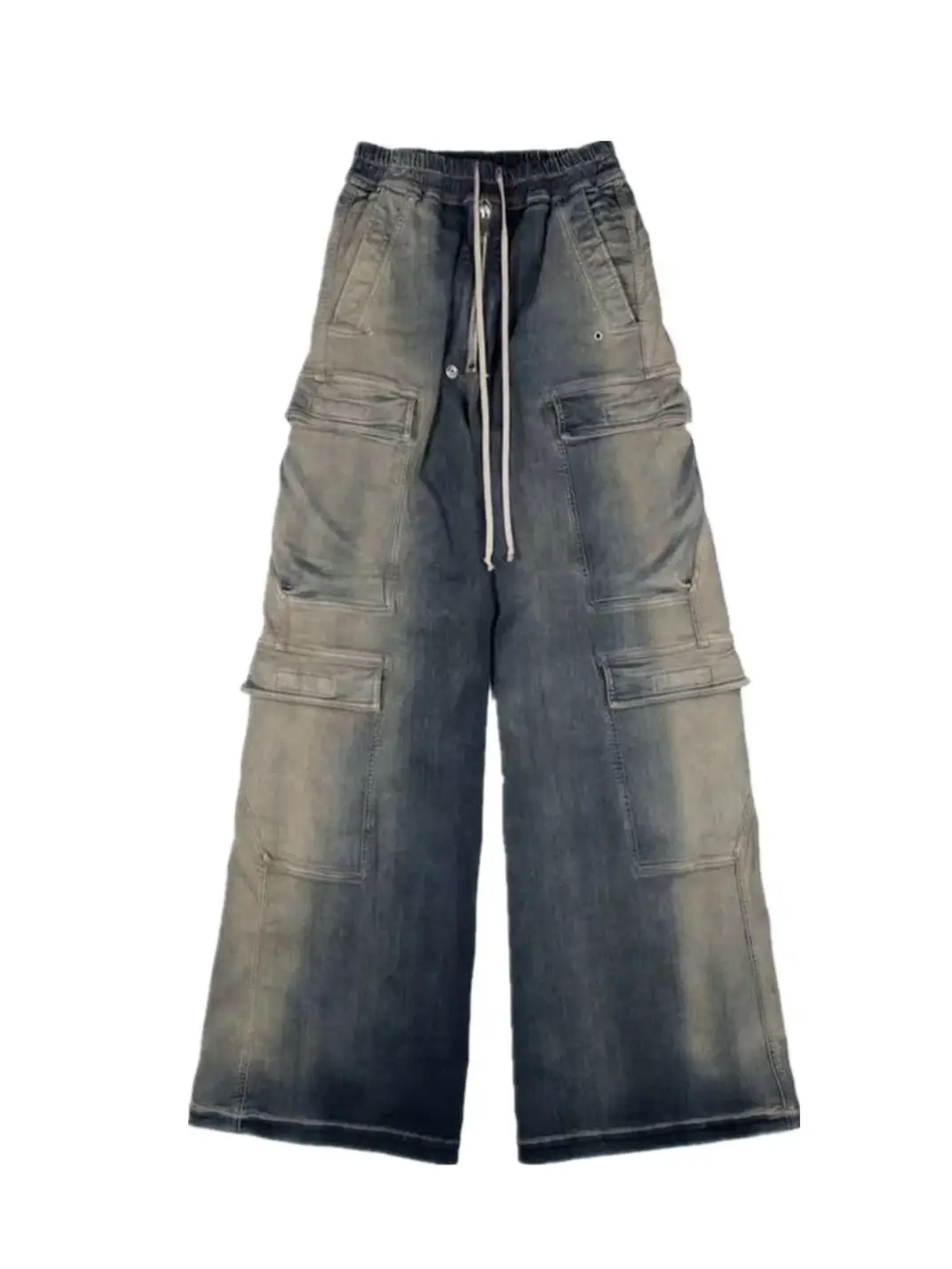 Correct untouched version RO style capper same style wide leg washed blue jeans gradient men's and women's overalls