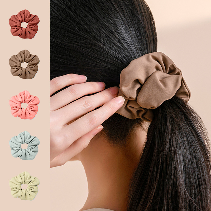 Yoga Sports Pig Intestine Hair Ring High-grade Hair Rope Hair Flower French Headwear Payon Rubber Tendon Hair Women's Leather Cover