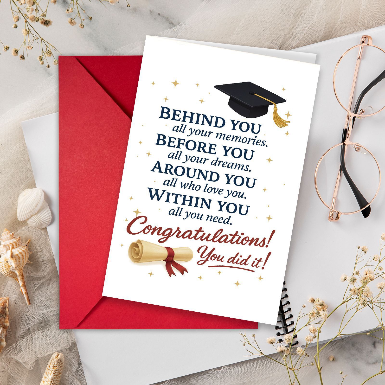 New Temu Cross-Border Friend Congratulatory Graduation Message Handwritten Commemorative Greeting Card Encouragement Blessing Gift Card Set