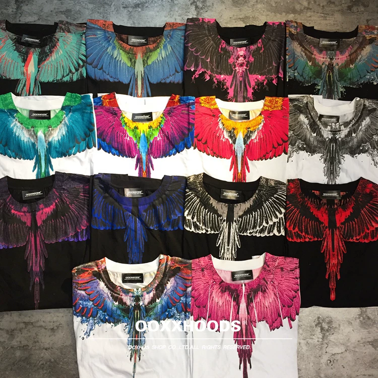 National free shipping European and American street ins Feng Shui drip wings colorful short sleeved T-shirt boyfriend BF loose OS top