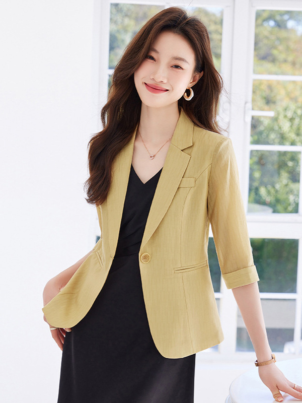 Seven-point Sleeve Suit Jacket Women's Summer 2025 Tencel Thin Slim-fit Elegant High-end Professional Suit Dress