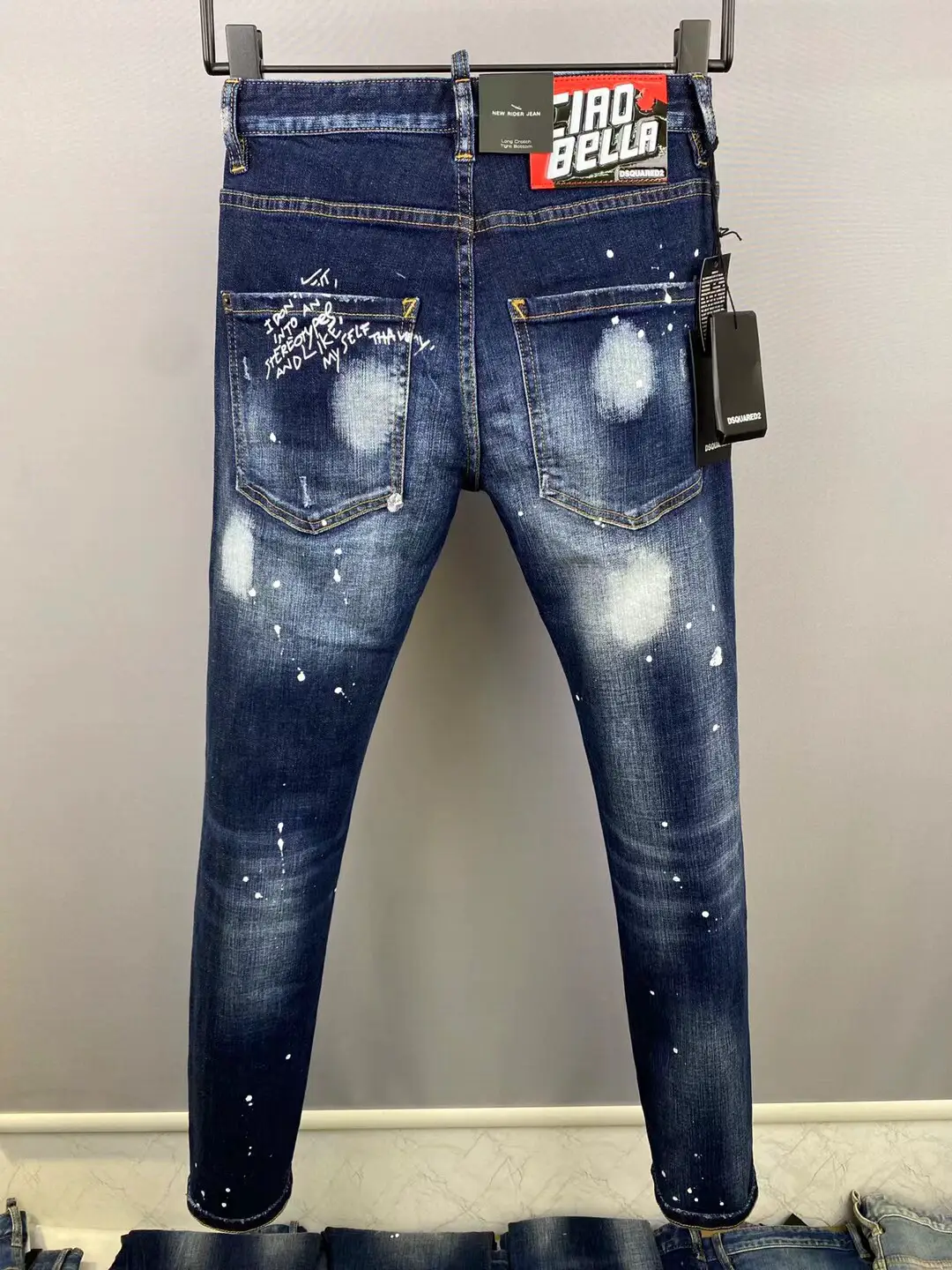 European and American Style Dsquared2 New 2022 Men's Trousers D2 Squared Washed Jeans Slim Fit Straight Leg
