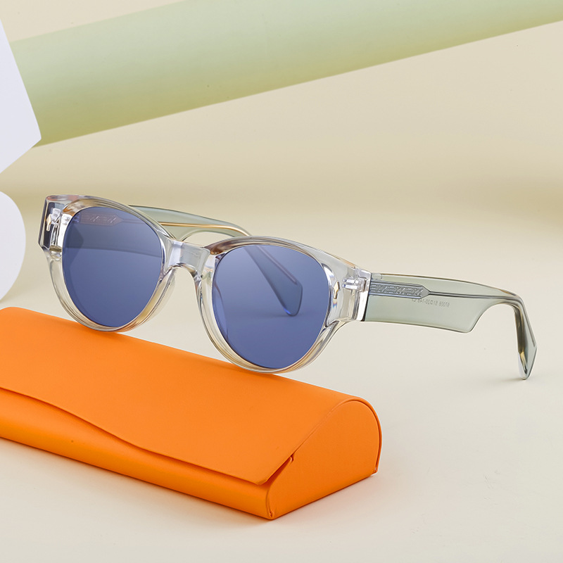 Fashion Cat-Eye Sunglasses for Women Trendy Acetate Wide Temple Sunglasses for Men Driving Sun Protection Glasses Cross-Border Wholesale