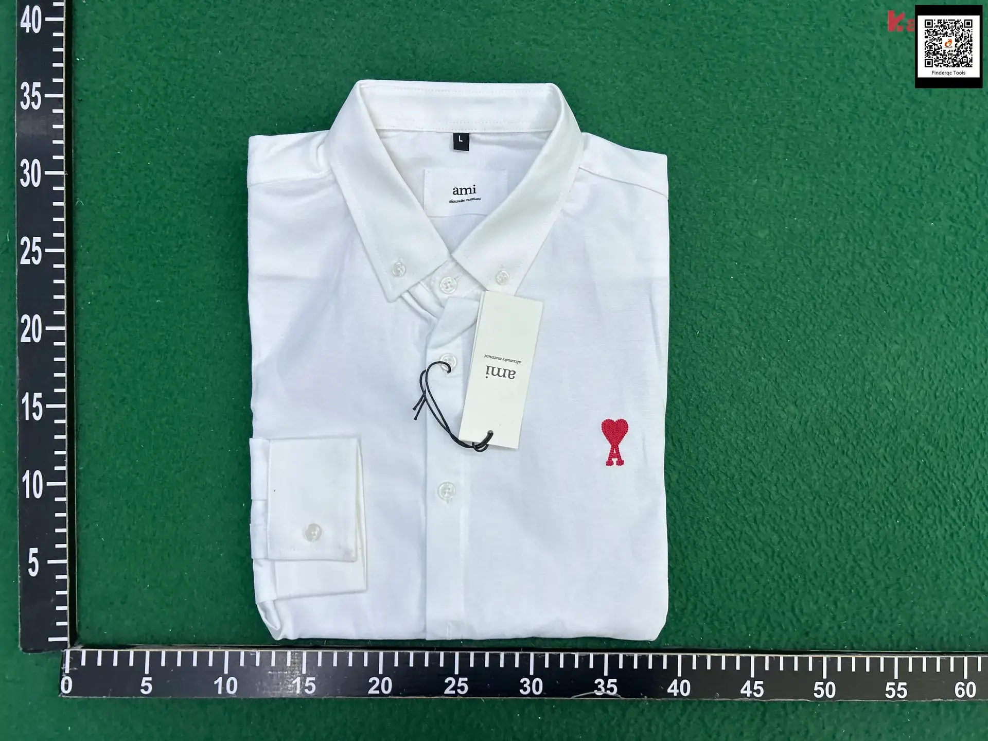 AMI Alexandre Mattiussi White Cotton Shirt with Red Ami de Coeur Logo