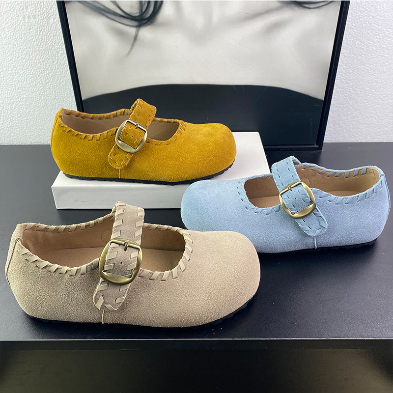 Retro Genuine Leather Velcro Birkenstock Shoes for Women 2026 Spring and Summer Style Comfortable Soft Sole with Skirt Mary Jane Birkenstock Shoes