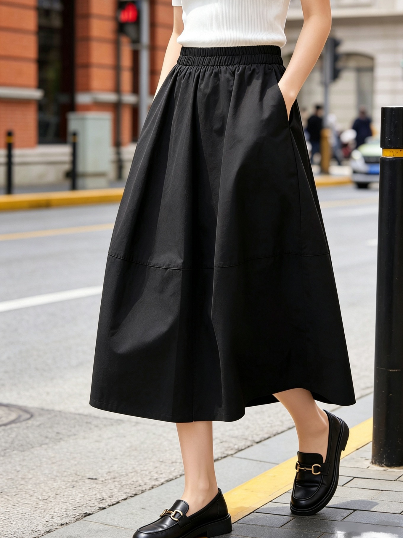 2026 Summer Women's Loose Casual College Style Mid-Length Skirt Thin Lazy Style New Model