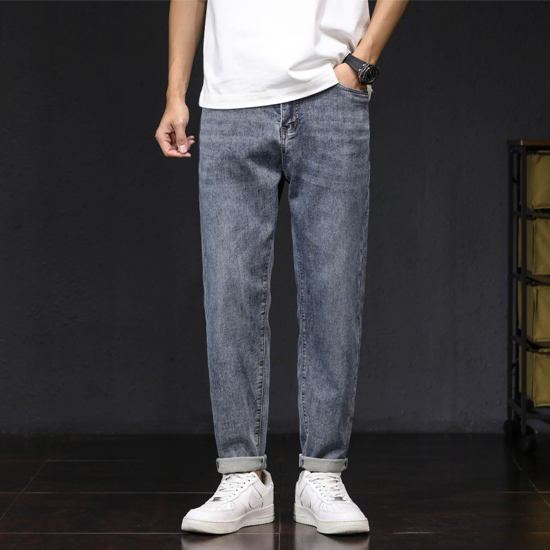 8207 | plus size Men's Summer New Retro Jeans Men's Loose Plus Size Harlan Stretch Leg Trousers