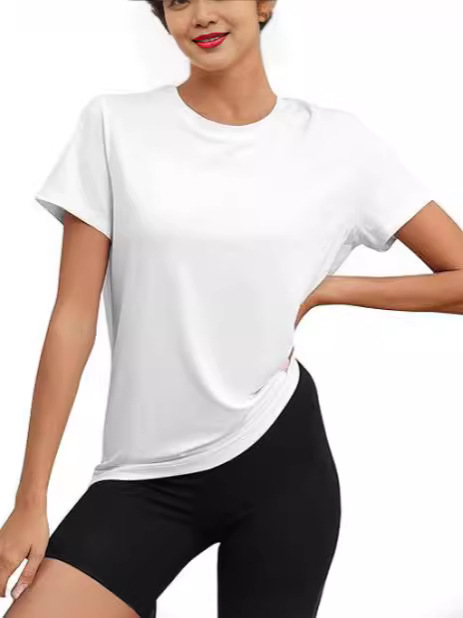 Cross-Border European and American Plus-Size Women's Summer Tops, Round Neck Loose Pullover Short-Sleeve Milk Silk Comfortable Casual Style