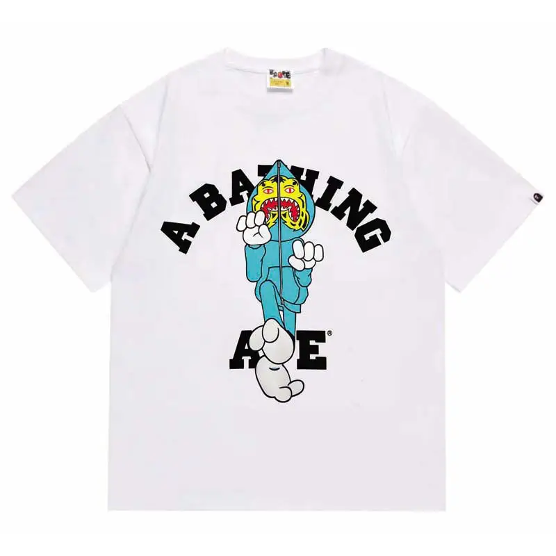 Trendy Brand Cross-Border Wholesale Supply Foreign Trade Dropshipping 260g Heavyweight Bape Ape Head Shark Short-Sleeve T-Shirt 11