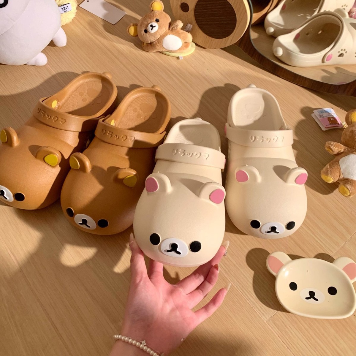 2026 Women's Summer Clogs with Rilakkuma Design, Non-Slip, Odor-Resistant, Cute Outdoor Sandals for Women