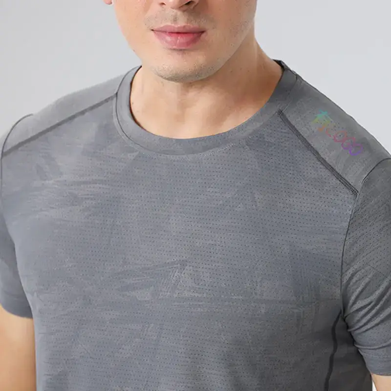 Brand Logo in stock Ice Silk Quick-drying Breathable Short-sleeved T-shirt Men's Summer Loose Fitness Running Casual Top