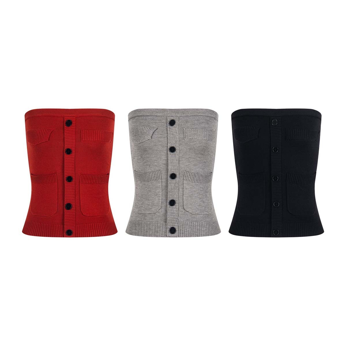 Unbdns Knitted Fabric Niche Fashionable Multi-Pocket Design Tube Top for Women Summer Spicy Slim-Fit Short Top Trendy