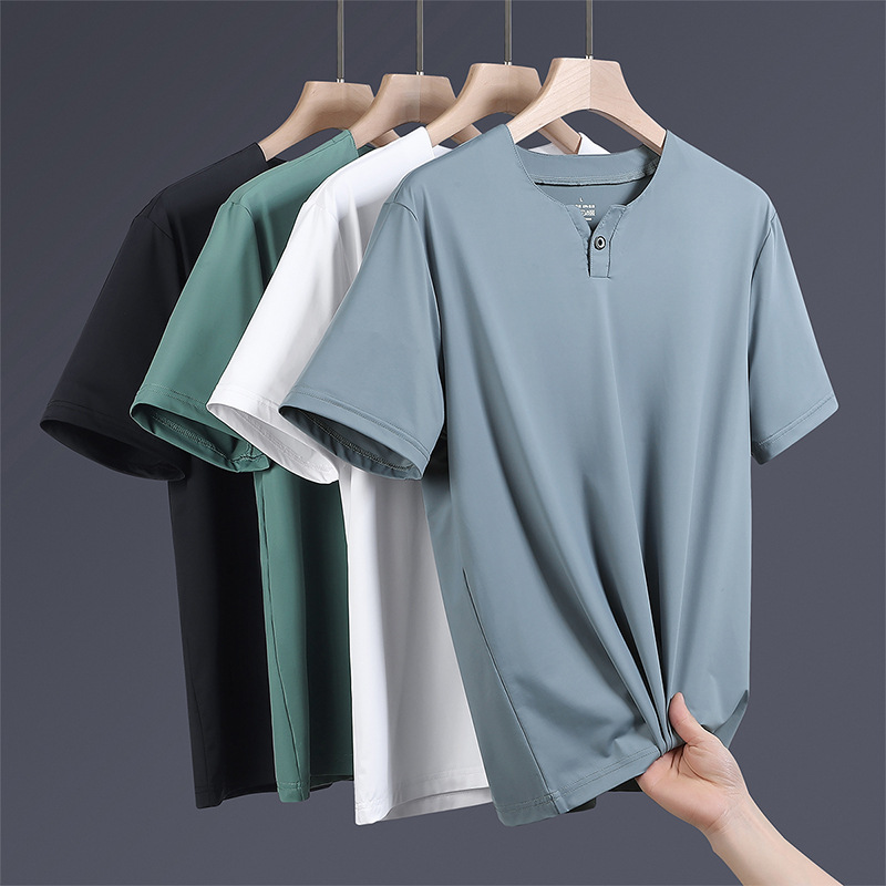 Ice Silk Short-Sleeved T-Shirt for Men 2026 New Summer Thin Quick-Drying Breathable Round Neck Plus Size T-Shirt
