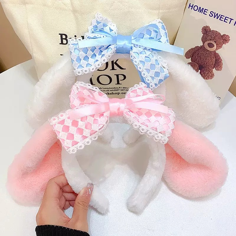 Yugui Dog Sanrio Merodie Ear Hairband Cute Lace Pink Sweet KC Bow Headwear Female Photo