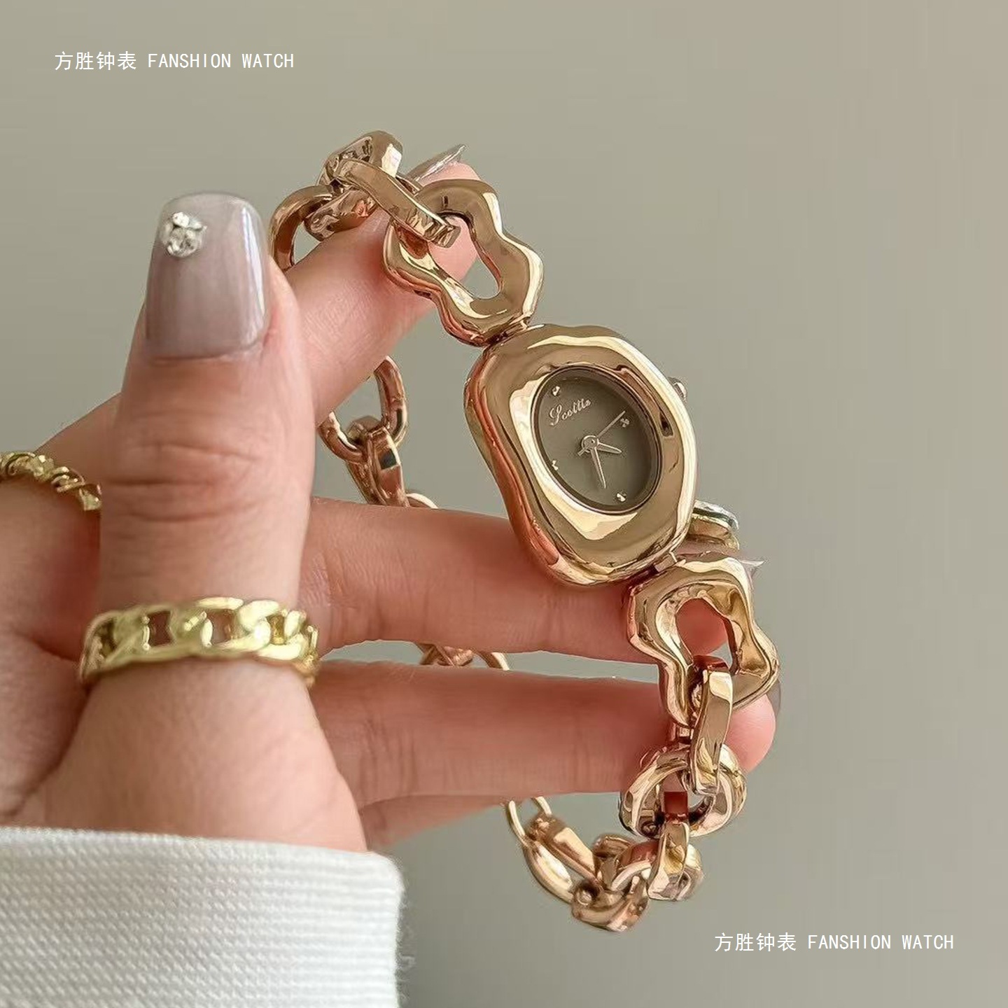 Scottie Irregular Bathtub Shape Versatile Women's Watch Cross-Border Popular Personality Bracelet Watch Women's Fang Sheng Watches