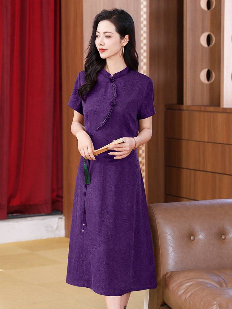 Silk Xiangyunsha Women's 2026 Summer New Artistic Retro Improved Qipao Red Mulberry Silk Dress