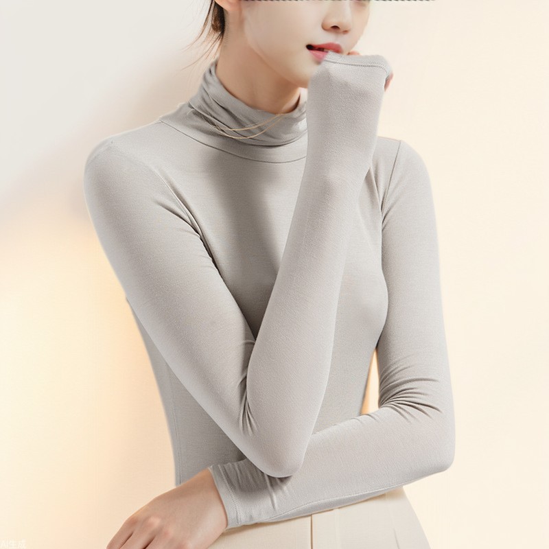 European Station Autumn Long-Sleeved T-Shirt for Women Pure Color Turtleneck Modal Bottoming Shirt for Women Autumn Top F325A Elegant Elegant