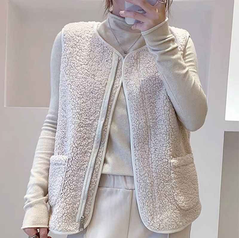 Spring and Autumn 2023 New Faux Lamb Wool Vest Coat Women's Korean-style Outer Wearing Fur One-piece Short Winch Vest