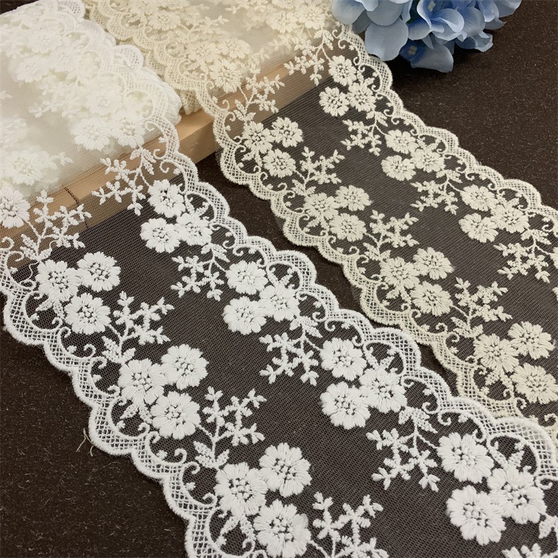 Classic Single Bilateral Mesh Cotton Embroidery Lace Children's Clothing Women's Clothing Dress Dress Lace Accessories Width 11.5cm