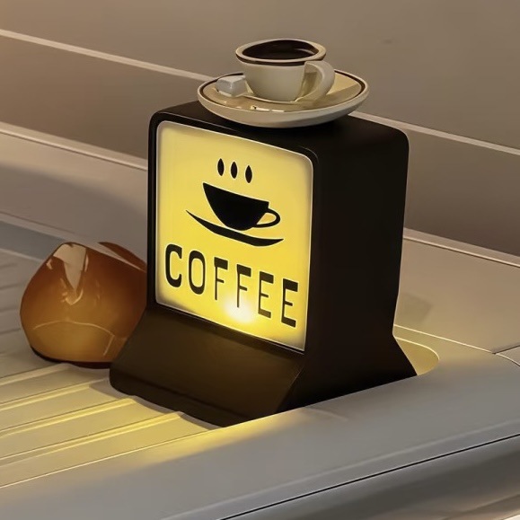 Coffee Lamp Fridge Magnet Creative Light Sign Home Atmosphere Decoration Ornament Coffee Machine Glowing Light Miniature Glowing Light