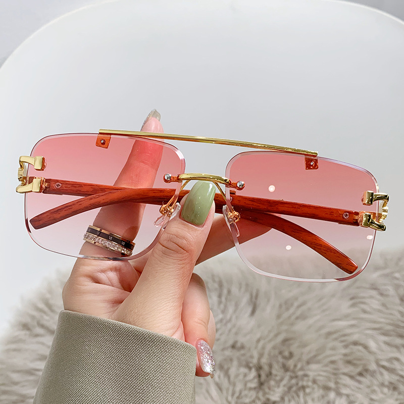 New Fashion Metal Box Retro Double Beam Aviator European and American Sunglasses Ins Internet Celebrity Same Style Flat Mirror Trendy
