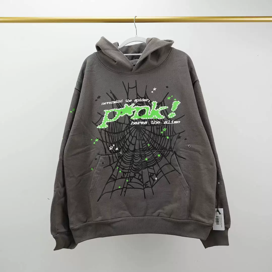 Grey Spiderweb Print Hoodie