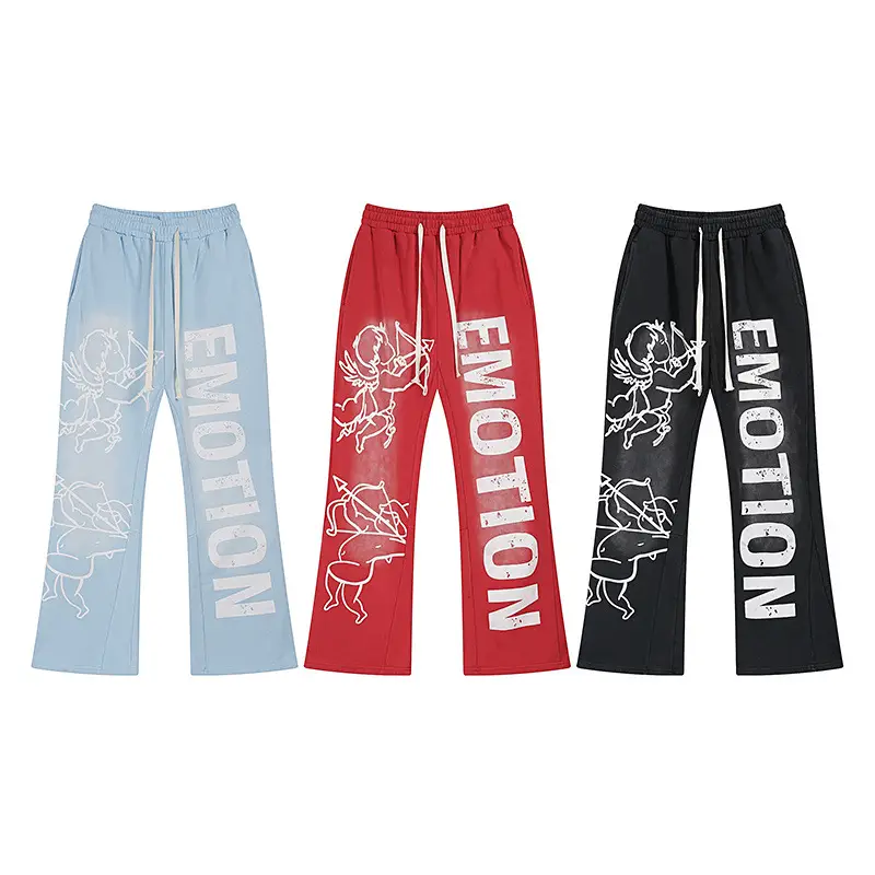 2025 Spring and Autumn New Mix Cupid Letter Pattern Casual Pants for Men and Women Same Style One Piece Wholesale