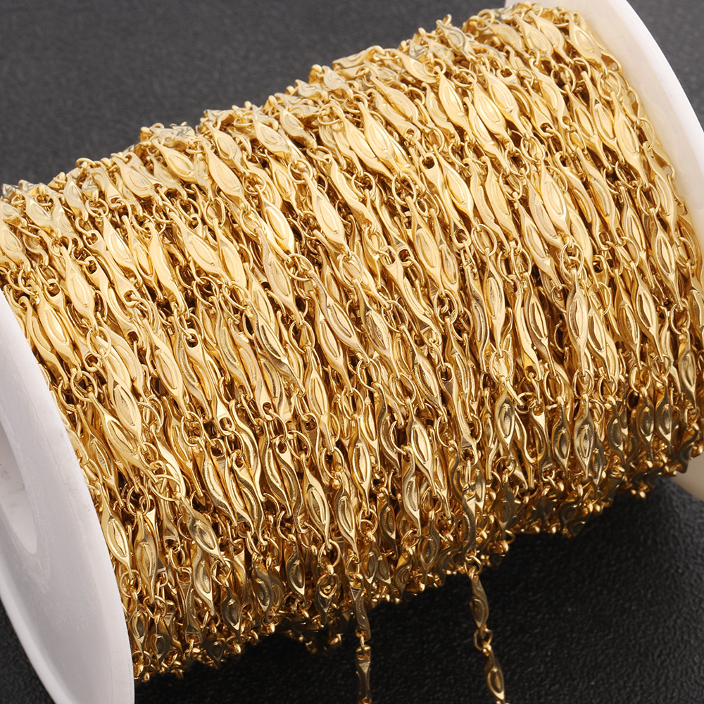 Color-preserving gold-plated stainless steel ingot shape handmade chain double-sided three-dimensional stick chain diy jewelry in stock matching chain