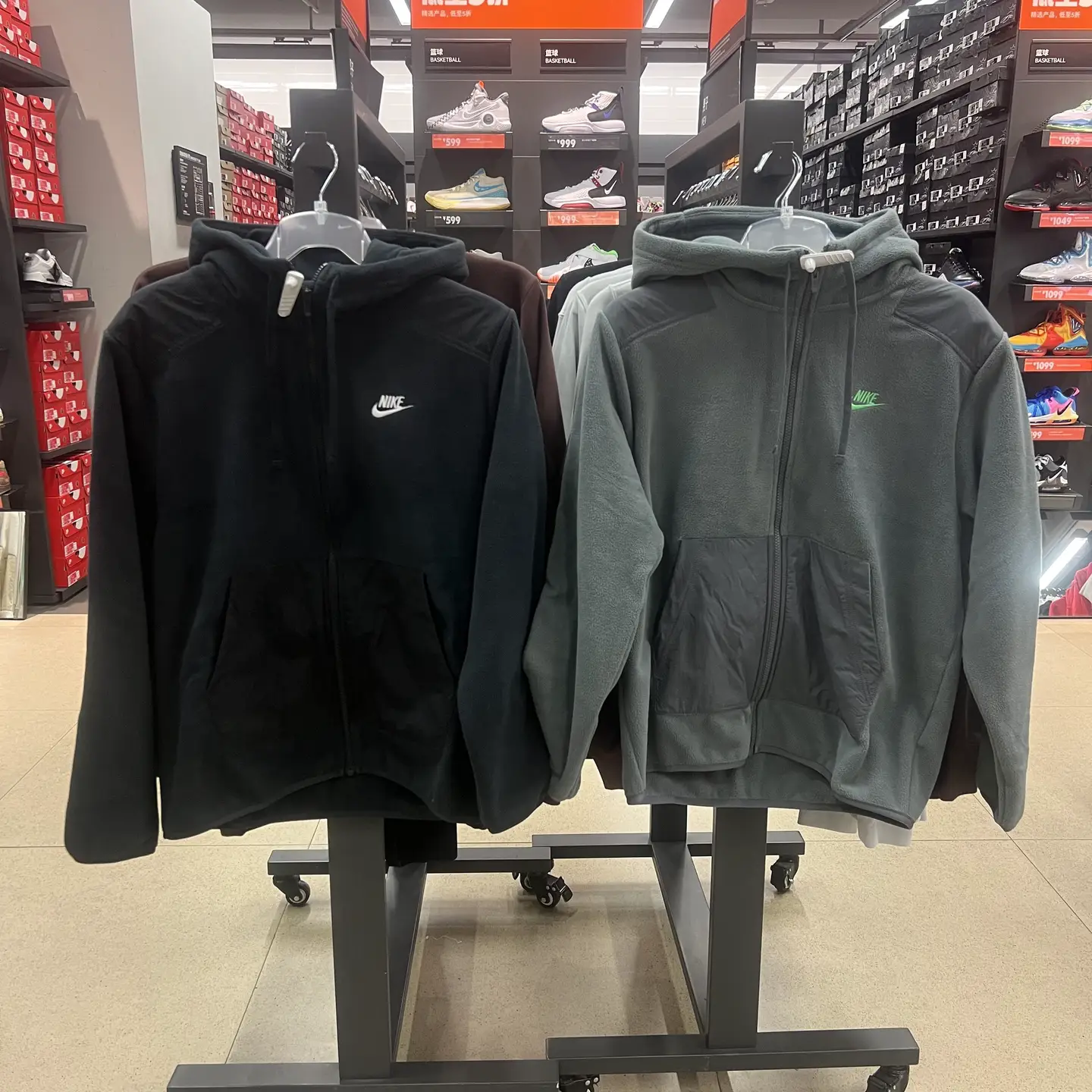 Authentic Nike Men's Autumn/Winter Sports Hoodie with Fleece and Velvet Jacket DD4883-010