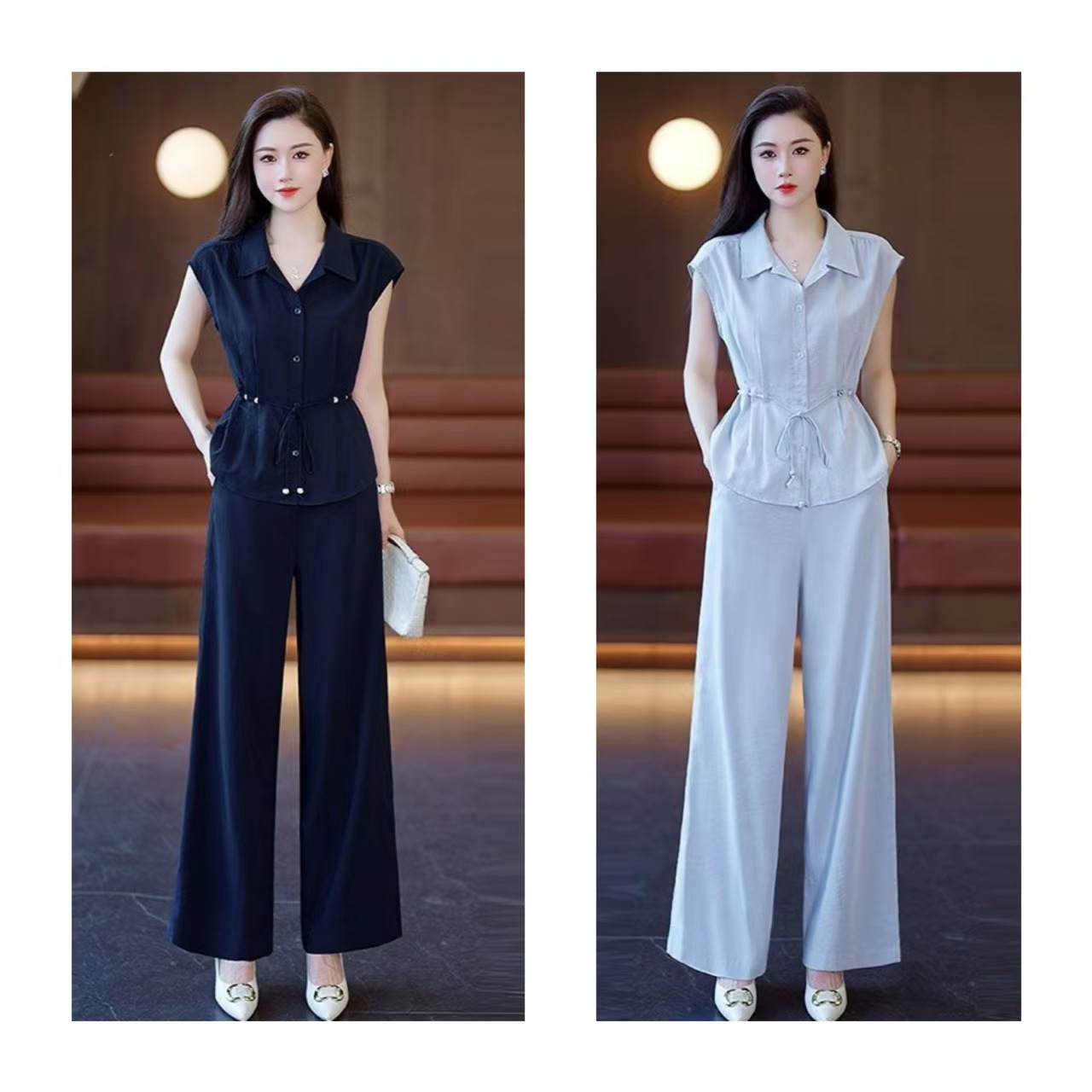 Fashionable Shirt Set 2026 Summer New Style Elegant and Stylish Slimming Top for Women Two-Piece Set