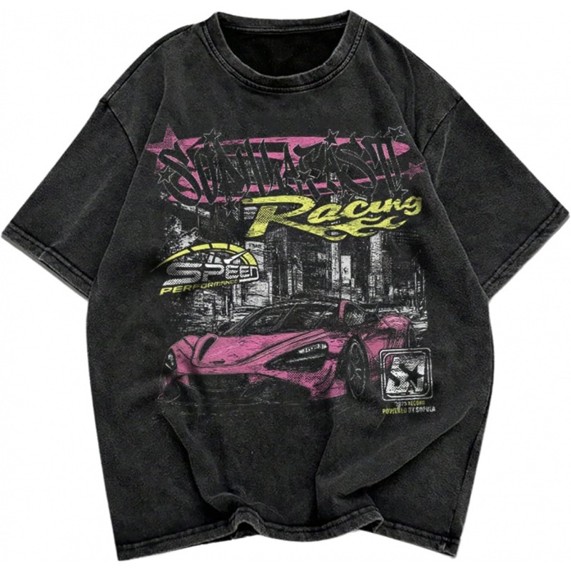 Pure Cotton 230Gmen's Graphic Oversized Short Sleeve Tee Shirt Y2K V