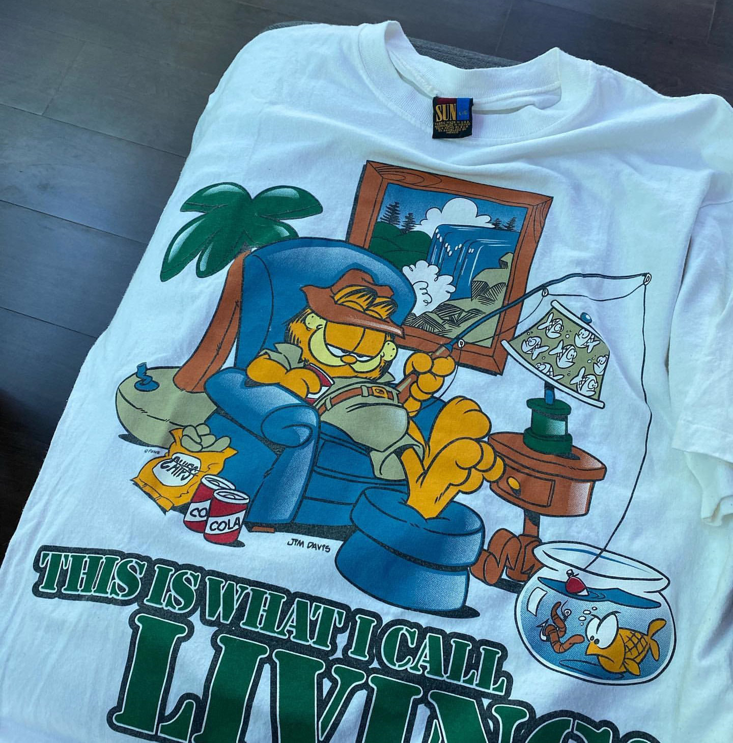 American Retro Cartoon Vintage Yellow Kitten Print Short-Sleeved Trendy T-Shirt Summer Loose Round Neck for Men and Women Couples Foto QC da TAOBAO su Qualit.ly