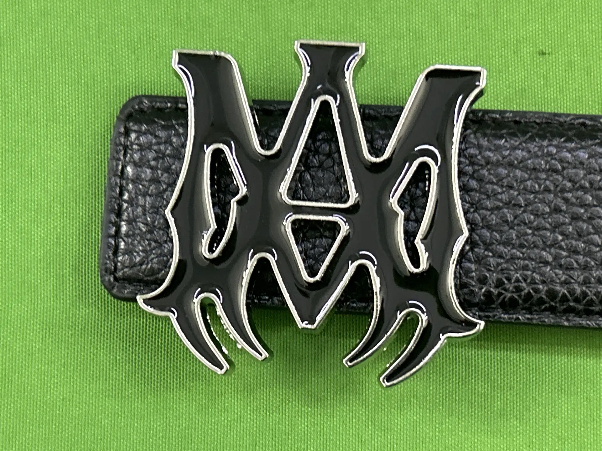Amiri Black Leather Belt with Amiri Logo Buckle