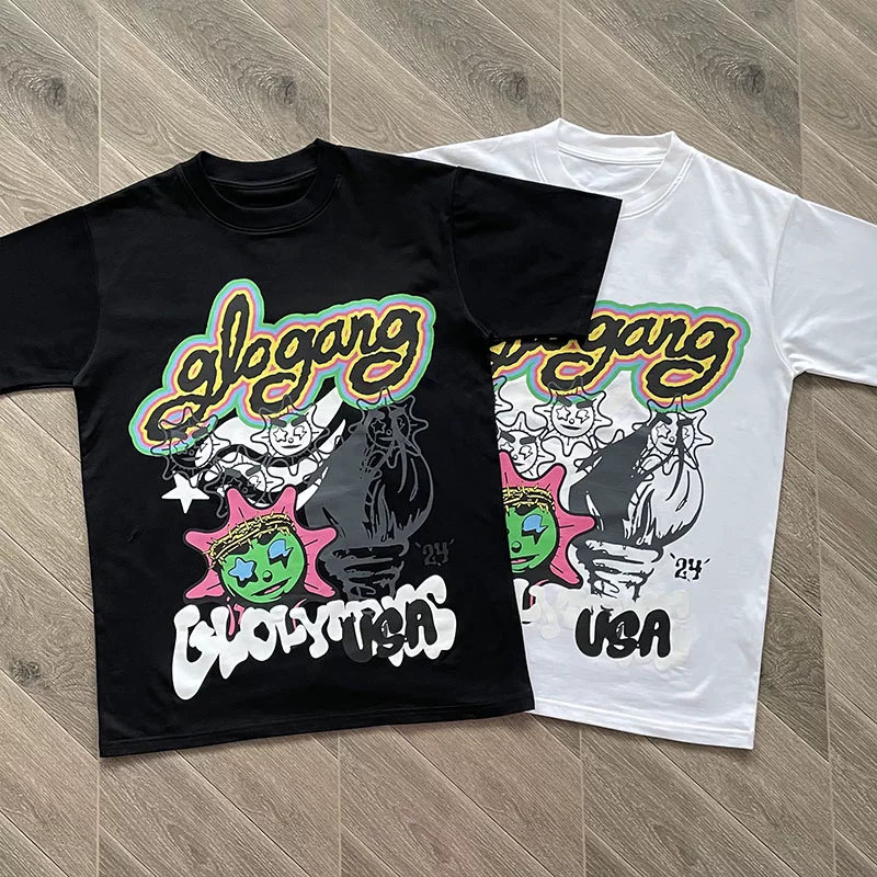 Glo Gang Boyz Worldwide Tee cartoon printed unisex short sleeved T-shirt