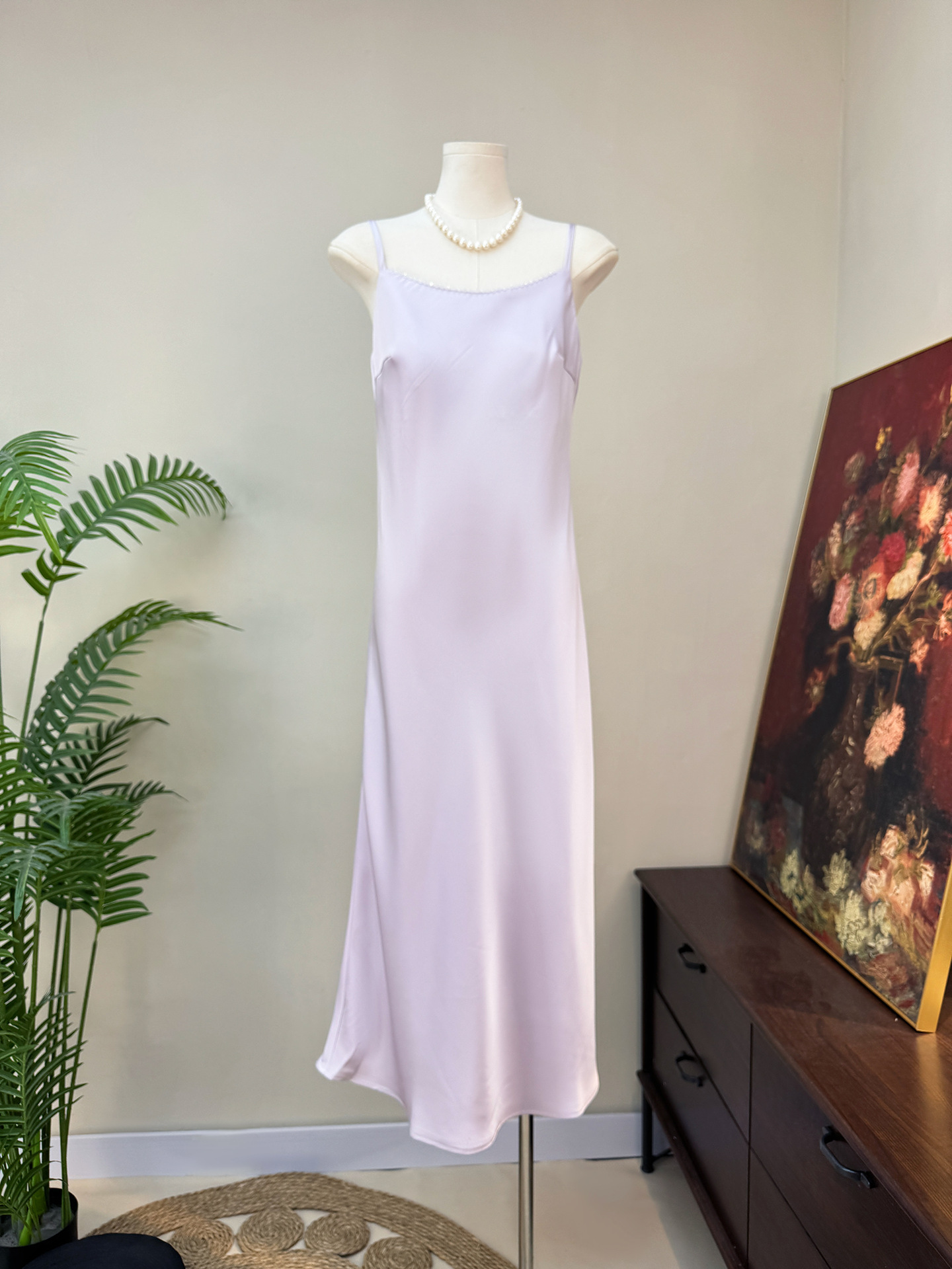 【Zhi Li】New Chinese-Style Beaded Strap Dress 2026 Summer New Model, National Style, Solid Color, Simple and Elegant Dress