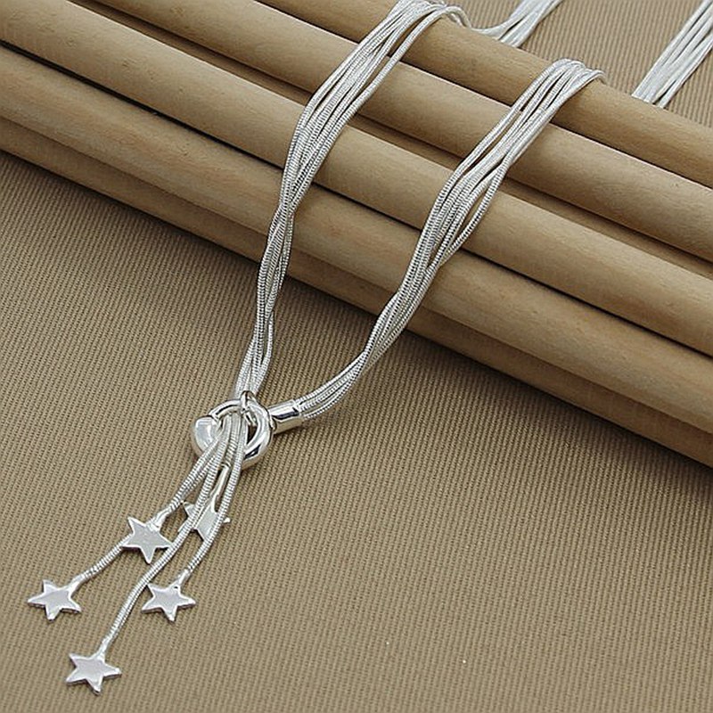 Foreign trade export silver plated Taiji five flat star necklace Korean best selling spot supply necklace wholesale P165