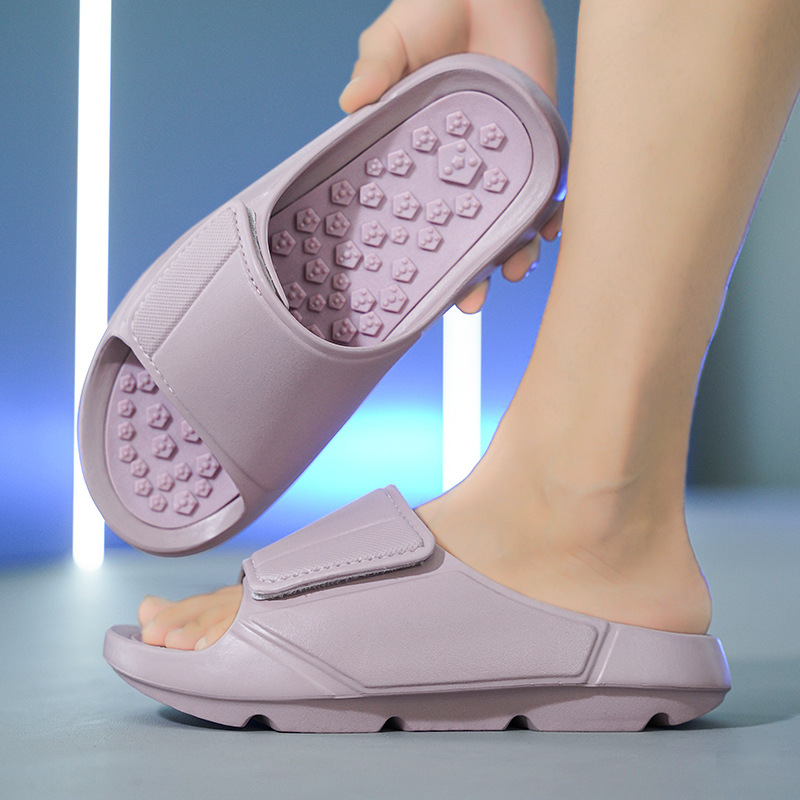 Cross-Border Summer Velcro Slippers with a Stepping-On-Clouds Feel, Lightweight Thick-Soled Massage Sole Beach Sandals, Home Slippers, Men's Shoes
