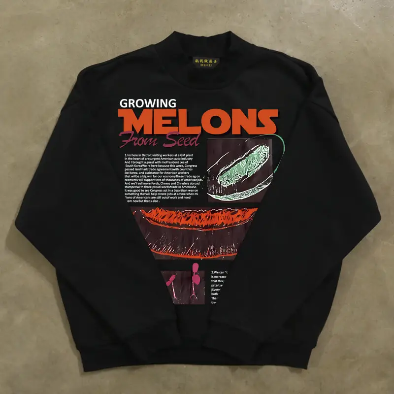 Making Money to Do Charity, 380g Heavyweight! the Process of Not Being Able to Grow Melons Is a Loose-Fitting Unisex Long-Sleeve Sweatshirt for Couples