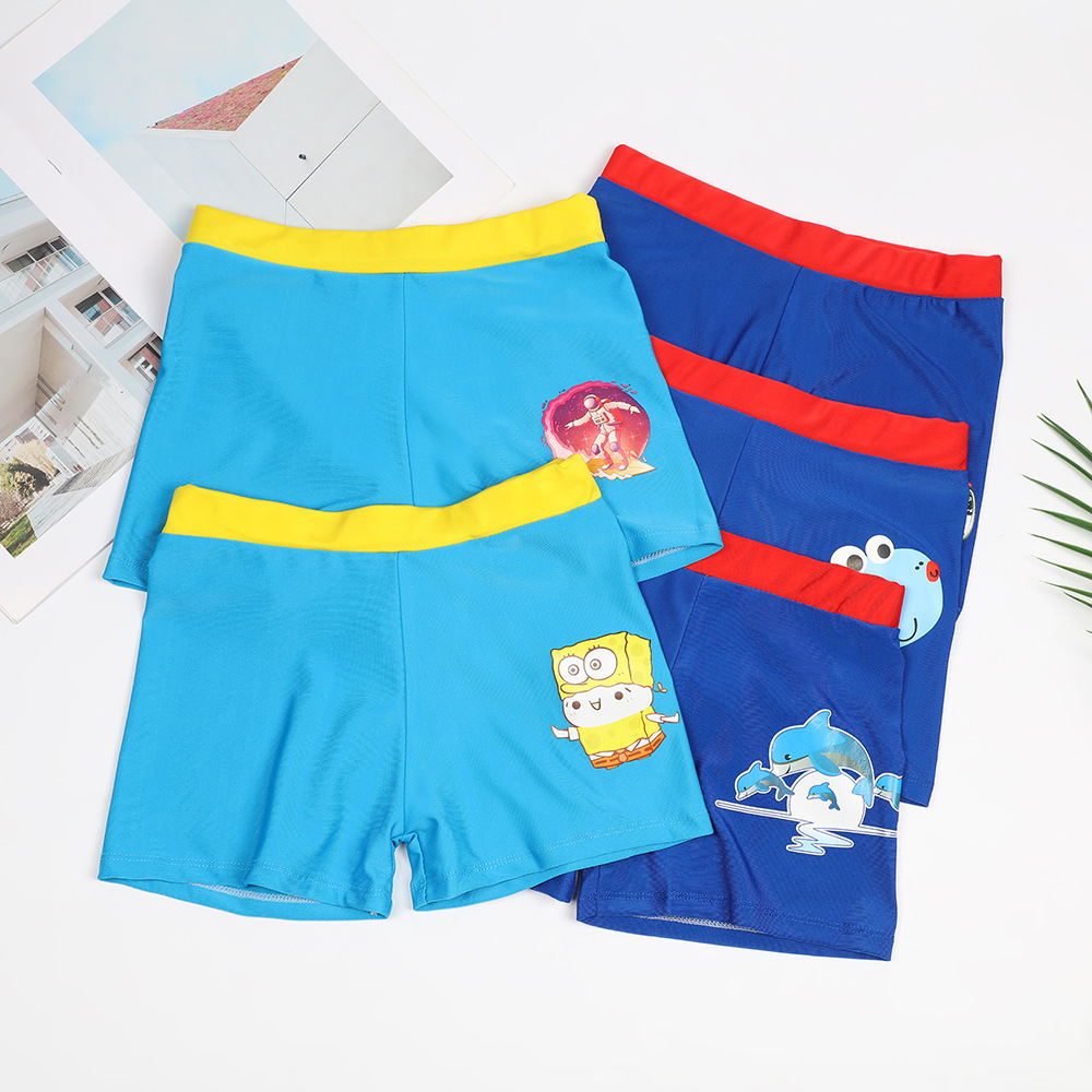 Children's Swimming Trunks Boys Swimming Suits Cartoon Quick-drying Children's Bathing Suits Big Children's Boxer Swimming Trunks Factory Outlet