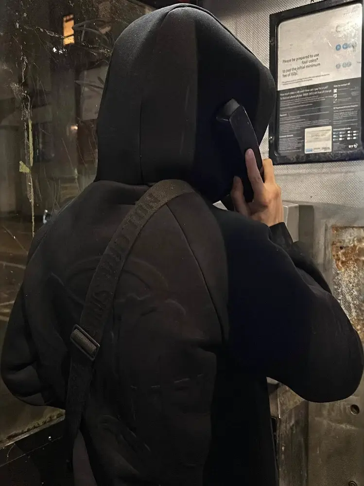 Synaworld Neoprene Hood Black Embossed Black Hooded jacket Men's Trendy Brand Outwear