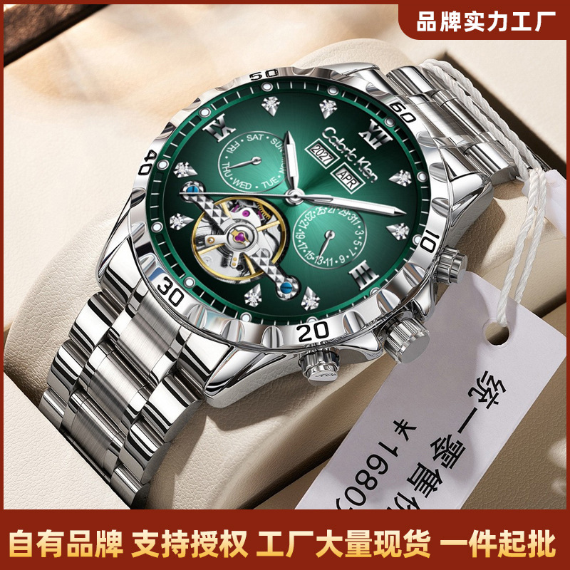 New Tiktok Live-Stream Hot-Selling Authentic Men's Watch Tourbillon Mechanical Watch Multi-Function Dial Waterproof Men's Wristwatch