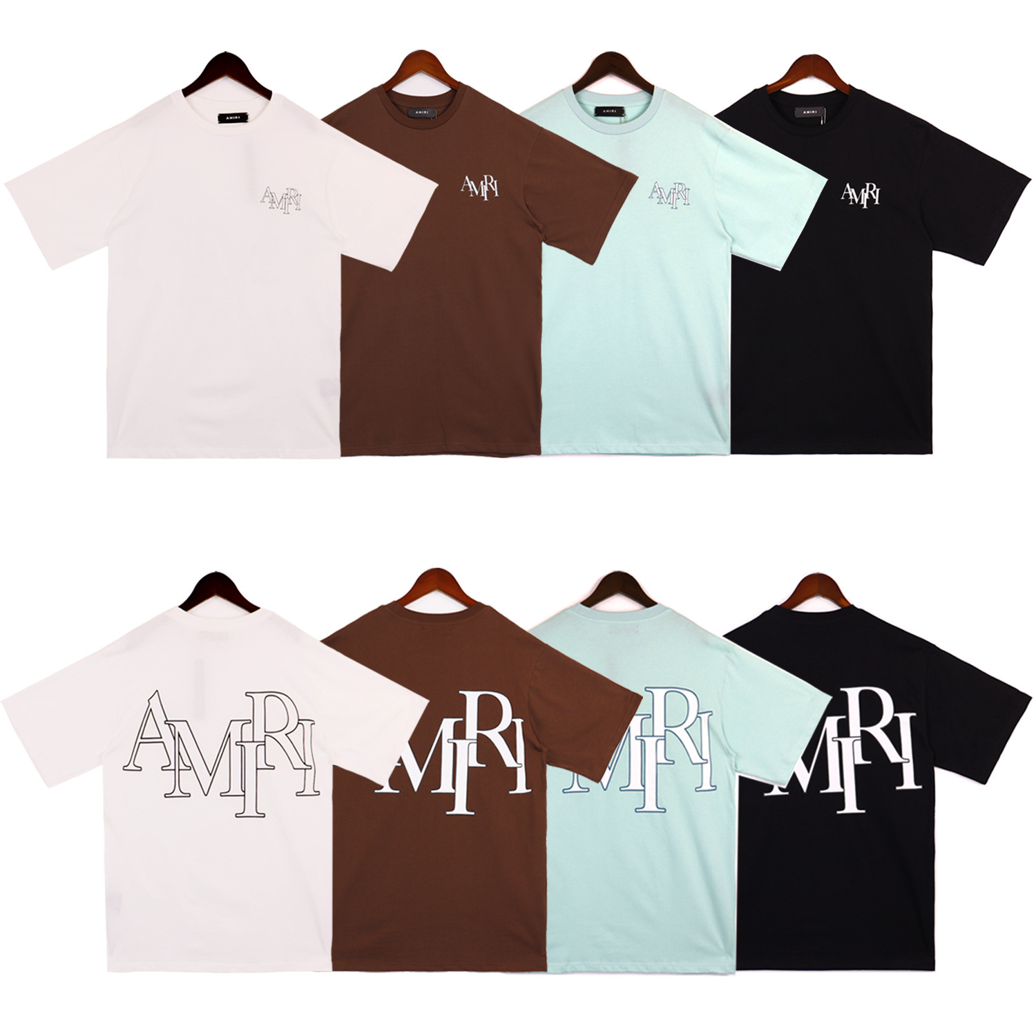 Cross-Border Foreign Trade New Style Amiri High-Low Letter Print Round Neck Casual Loose T-Shirt Unisex Sports Short Sleeve Half Sleeve QC-foto från 1688 på Qualit.ly
