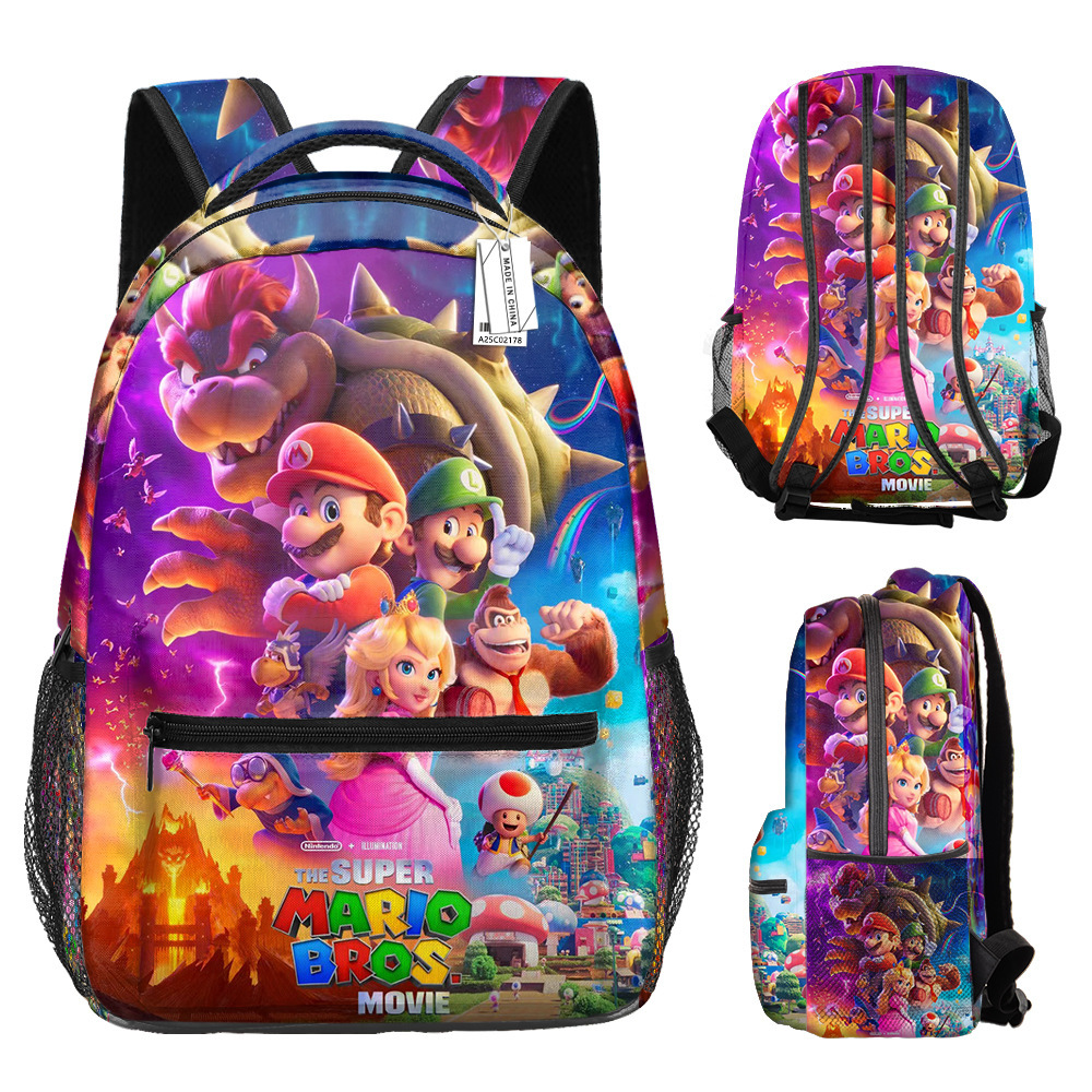 In Stock Super Mary Student Schoolbag Cartoon Backpack Mario SuperMario Full Print Backpack