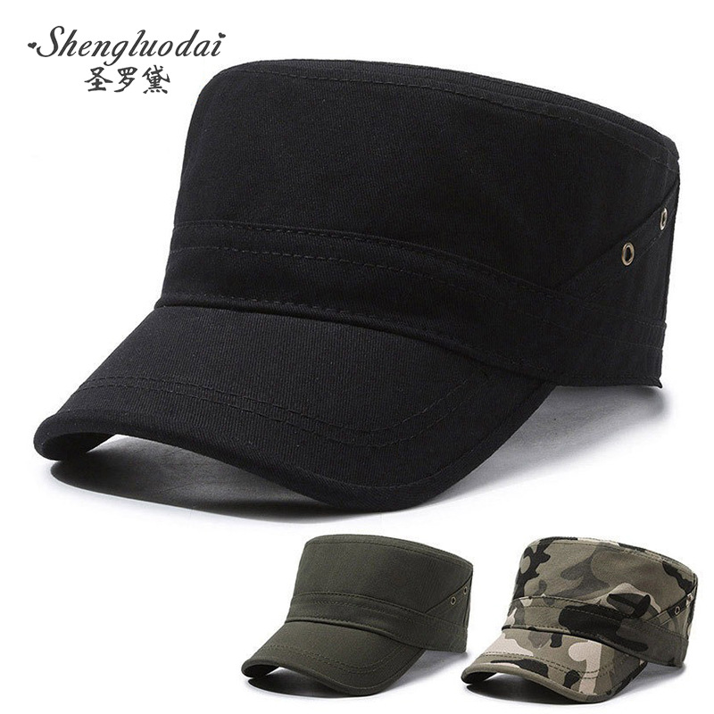 Camouflage Sunshade Flat Cap Spring and Autumn Dad Casual Cap Summer Sun Hat Men's Thin Grandpa Hat Short Brim