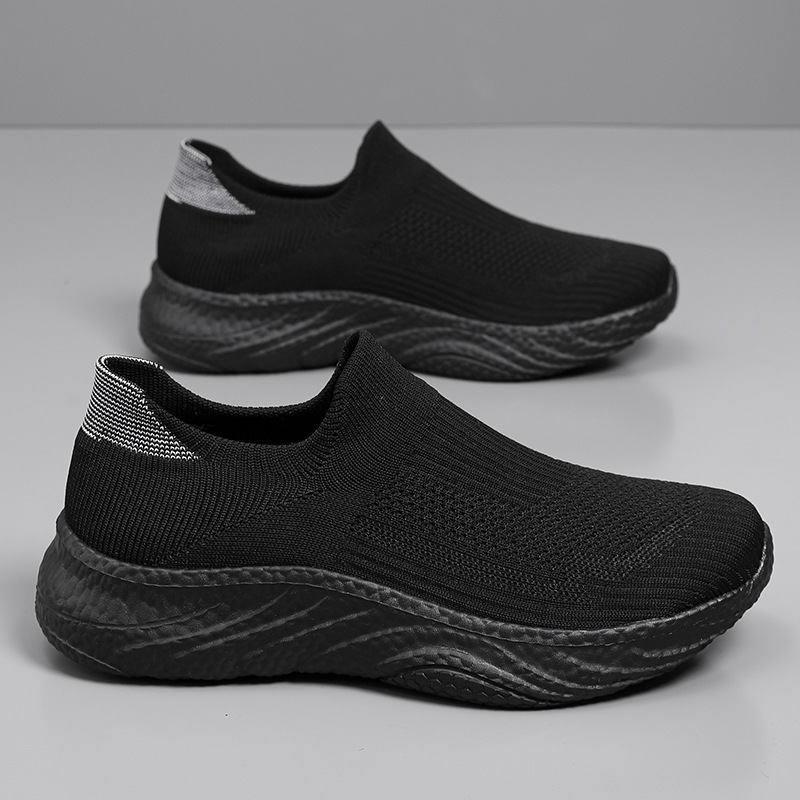 Ultra-Light Popcorn Q-Elastic Shock-Absorbing Lightweight Md-Soled Slip-On Fly-Knit Socks Shoes for Men's Casual Sports Shoes for Women